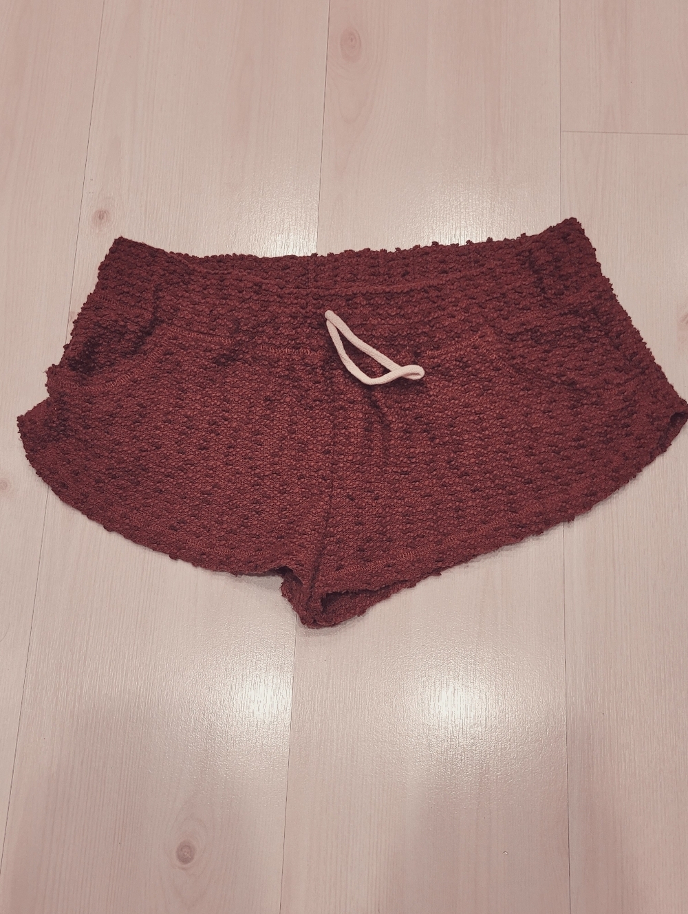 UO Out From Under Velvet Maroon Micro Shorts Mini Red Burgundy Textured